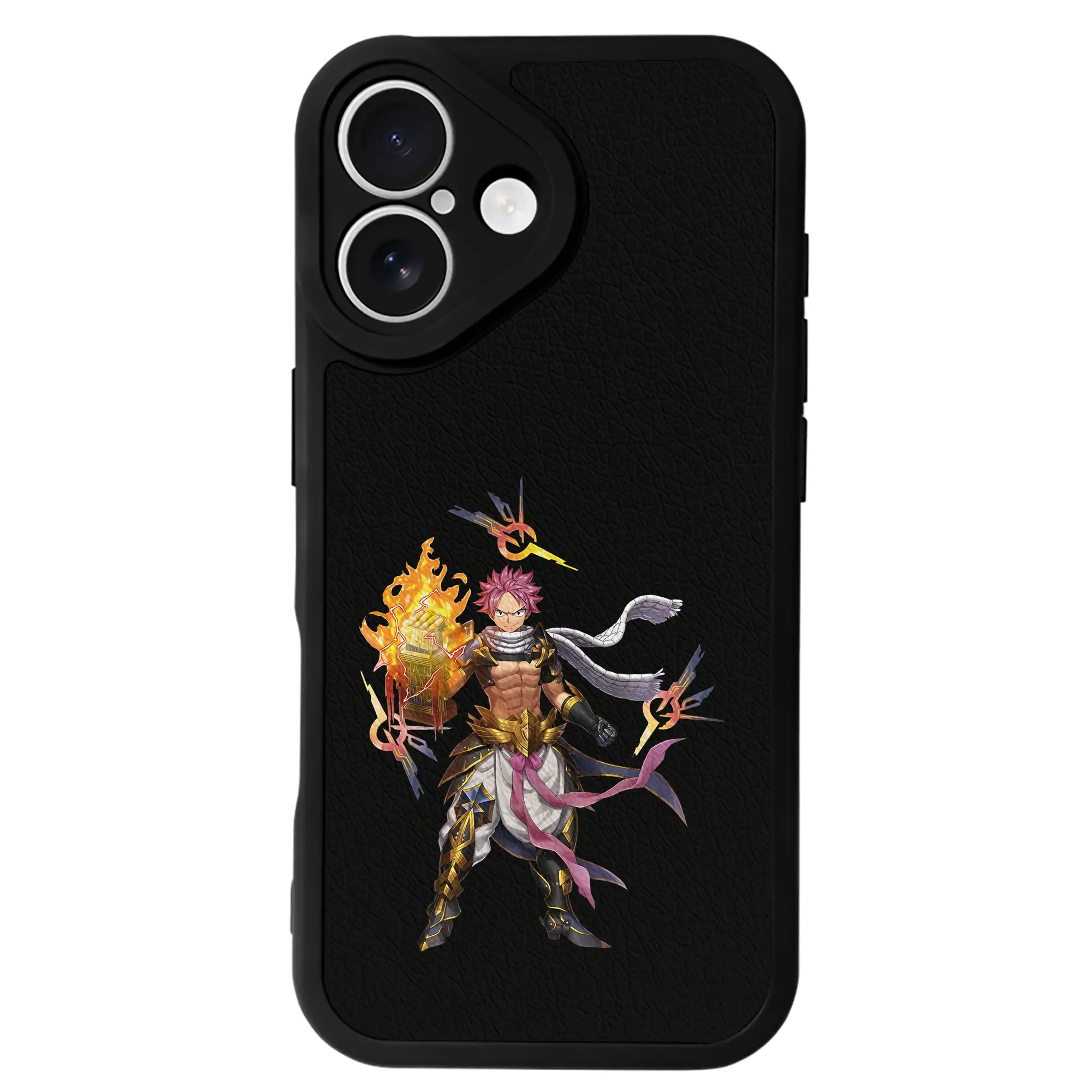 フェアリーテイル グッズ ナツ・ドラグニル - IPhone 16シリーズ対応 ・ シリコンスマホケース ・ レザー調 ・ 高精度フィット ・ 耐衝撃 ・ ワイヤレス充電対応 ・ 精密カット